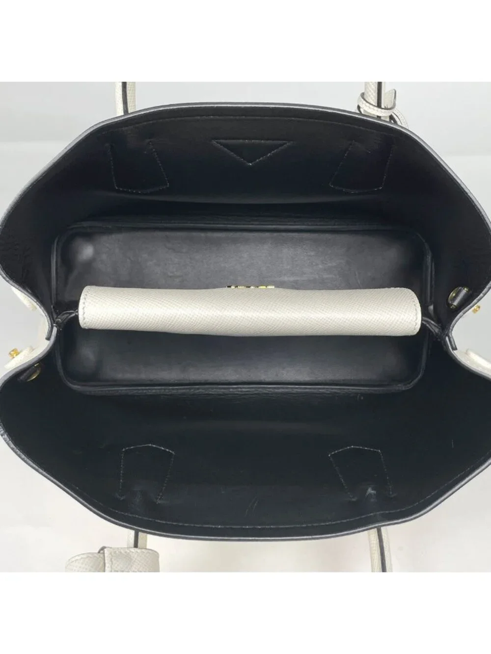 Prada Handbag Double Saffiano Leather White